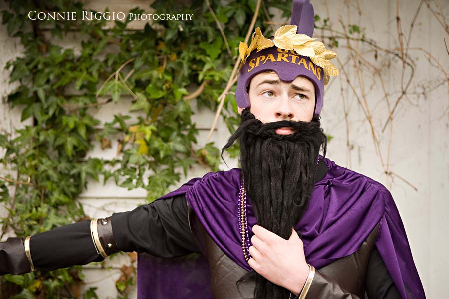 Spartan Holding Beard Cool Guy Senior Portrait Photographer