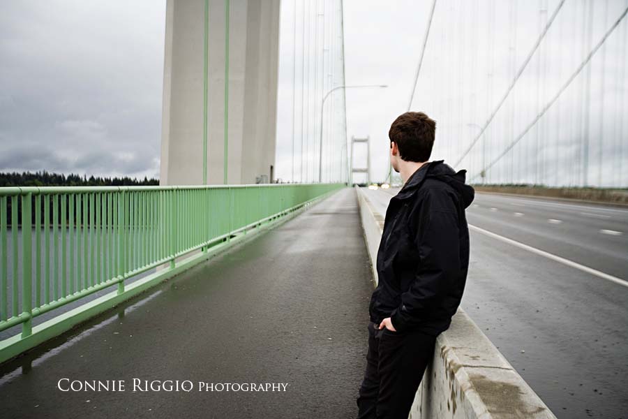 Looking at bridge Cool Guy Senior Portrait Photographer