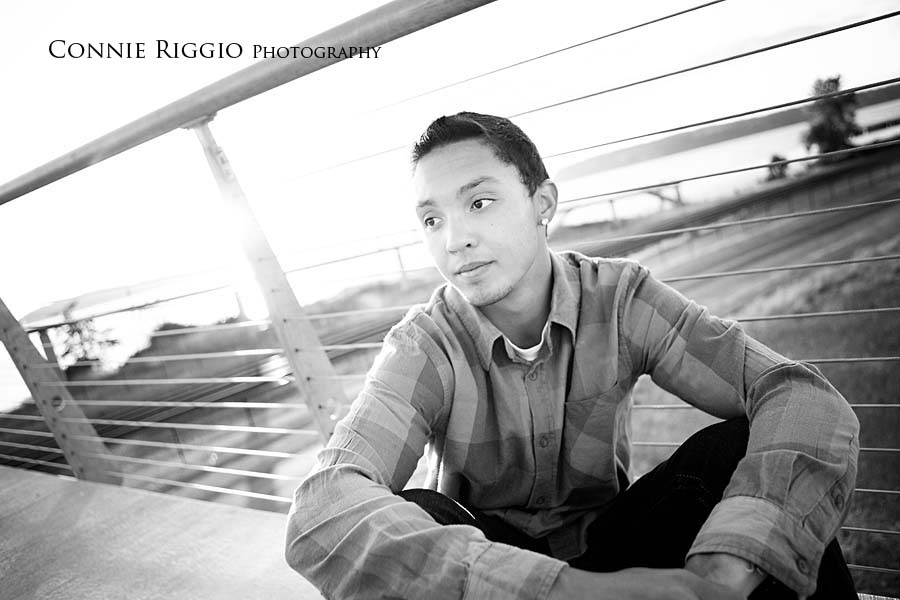 BW on the bridge Steilacoom Tacoma Seattle Senior Photographer