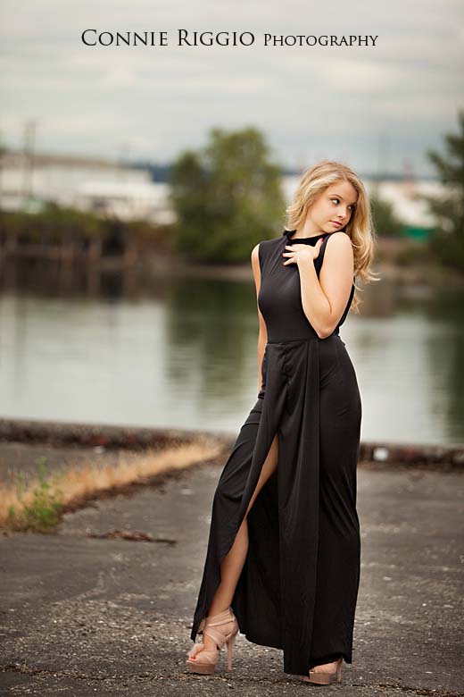 Long Black Dress Tacoma Best Senior Photographer