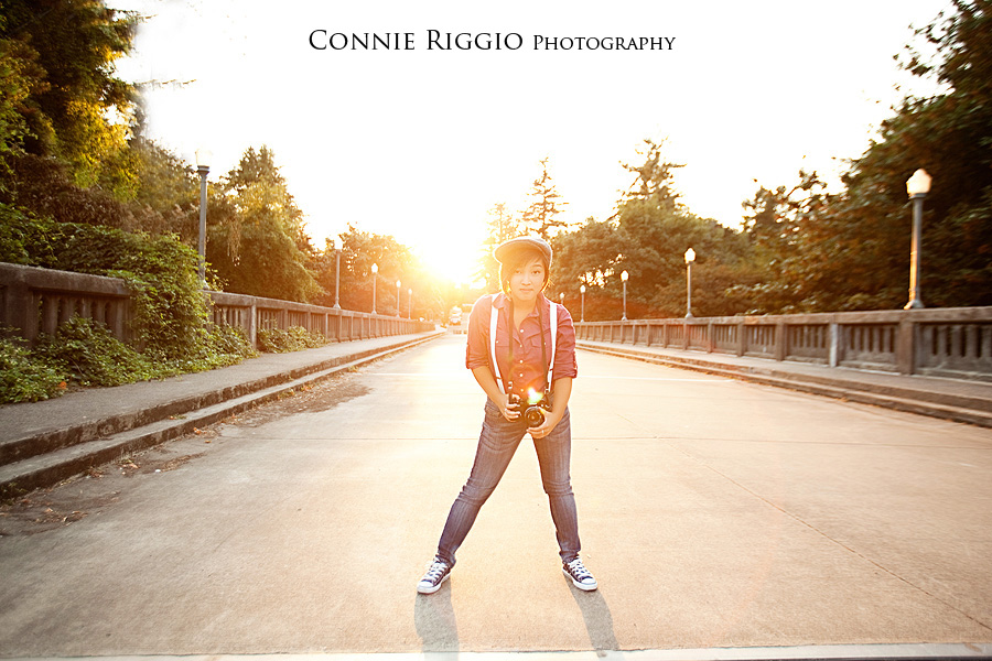 Standing on bridge Tacoma Seattle Artistic Senior Portrait Photographer