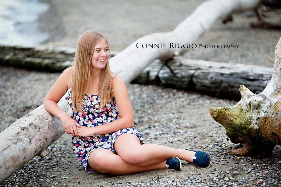 Sitting on the beach Bellarmine Tacoma Senior Portraits
