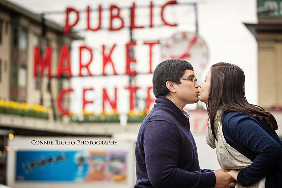 Engagement Seattle UW Pick Place Market Post Alley Photo