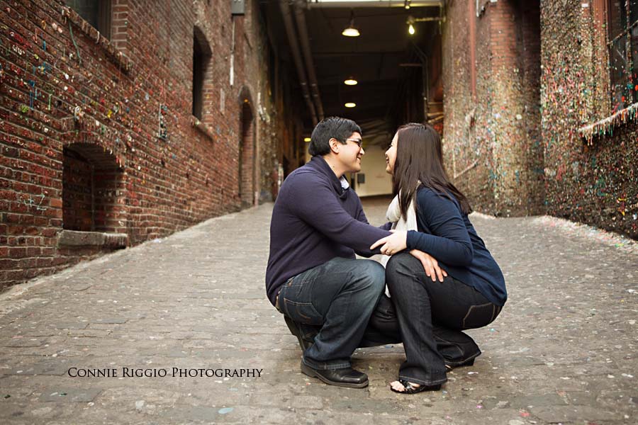 Engagement Seattle UW Pick Place Market Post Alley Photo