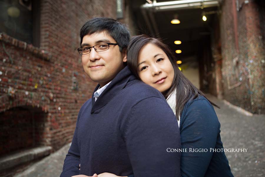 Engagement Seattle UW Pick Place Market Post Alley Photo