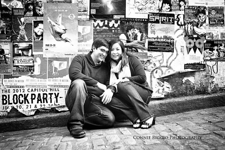 Engagement Seattle UW Pick Place Market Post Alley Photo